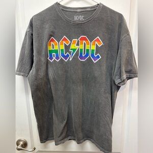AC/DC Men’s Rainbow 🌈 Charcoal Graphic Tee Size XL